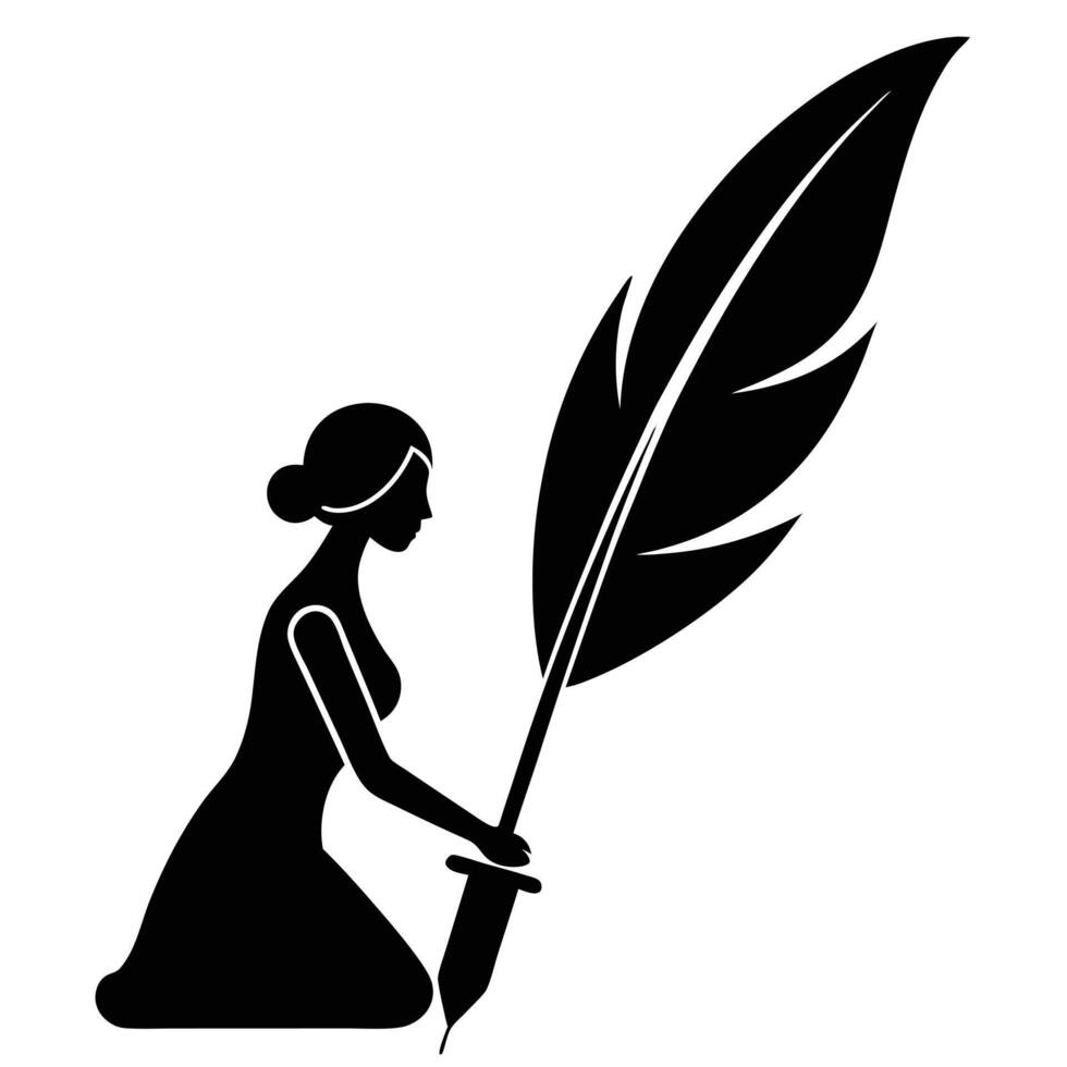 Woman Writing with Quill vector