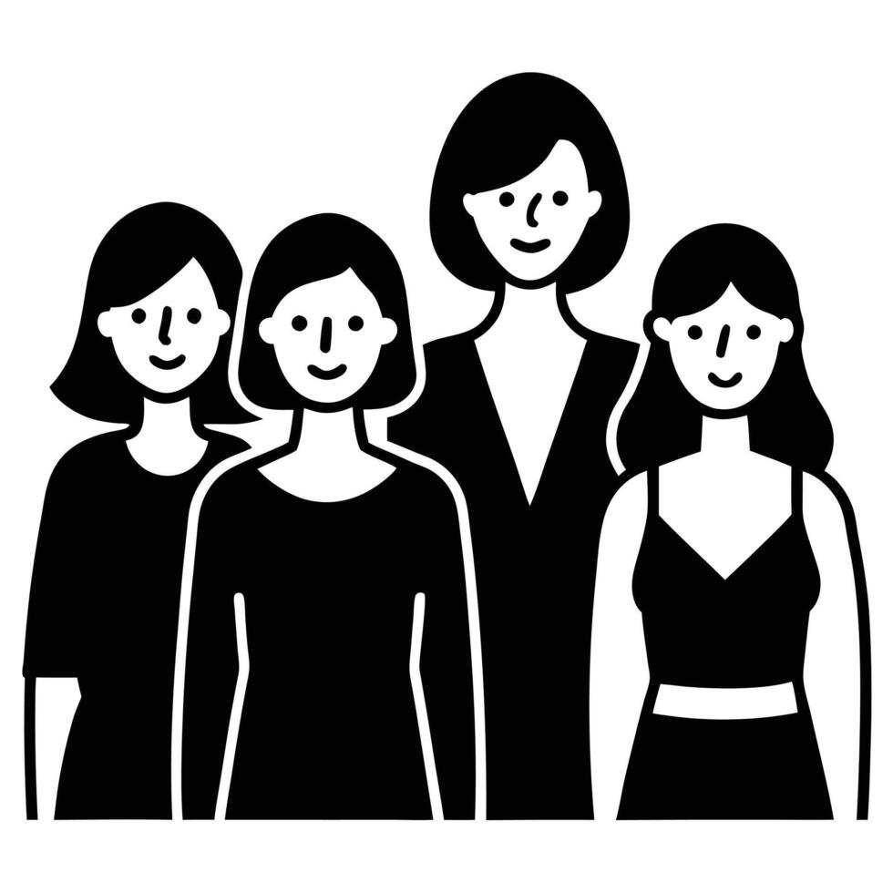 Women of different ages standing together in solidarity vector