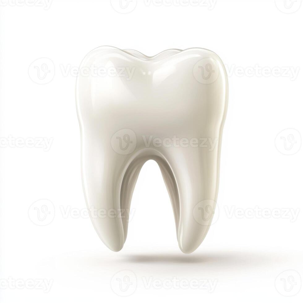 A single, clean, and perfectly shaped white tooth isolated on a pure white background photo