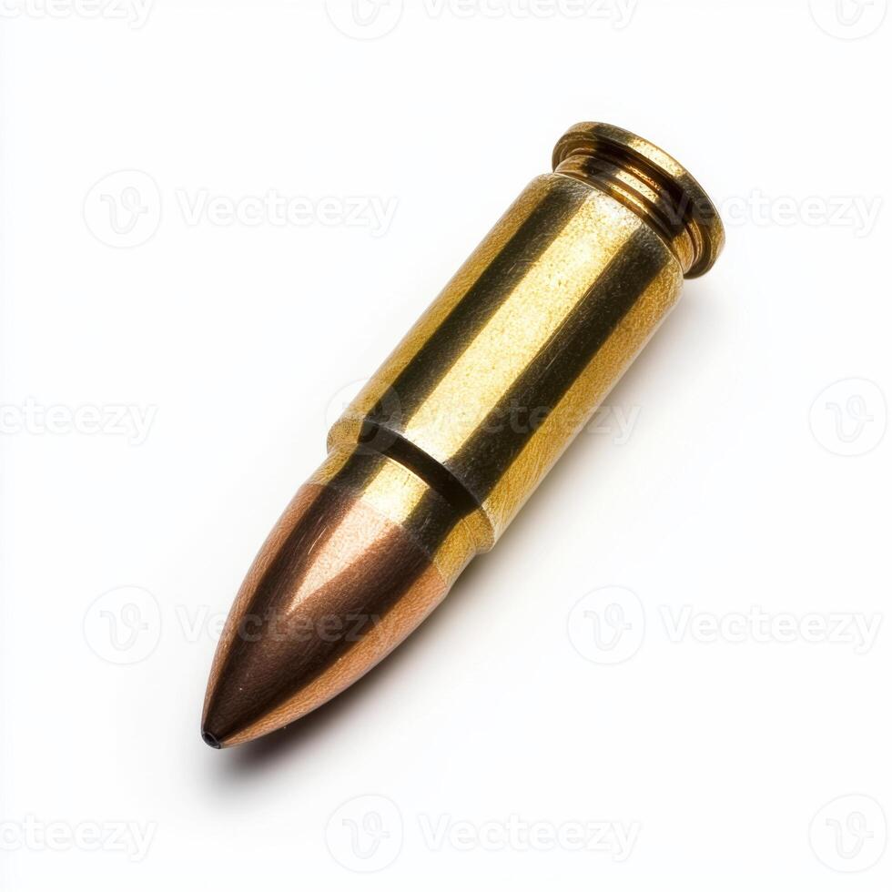 image of a single bullet, isolated on a pure white background photo