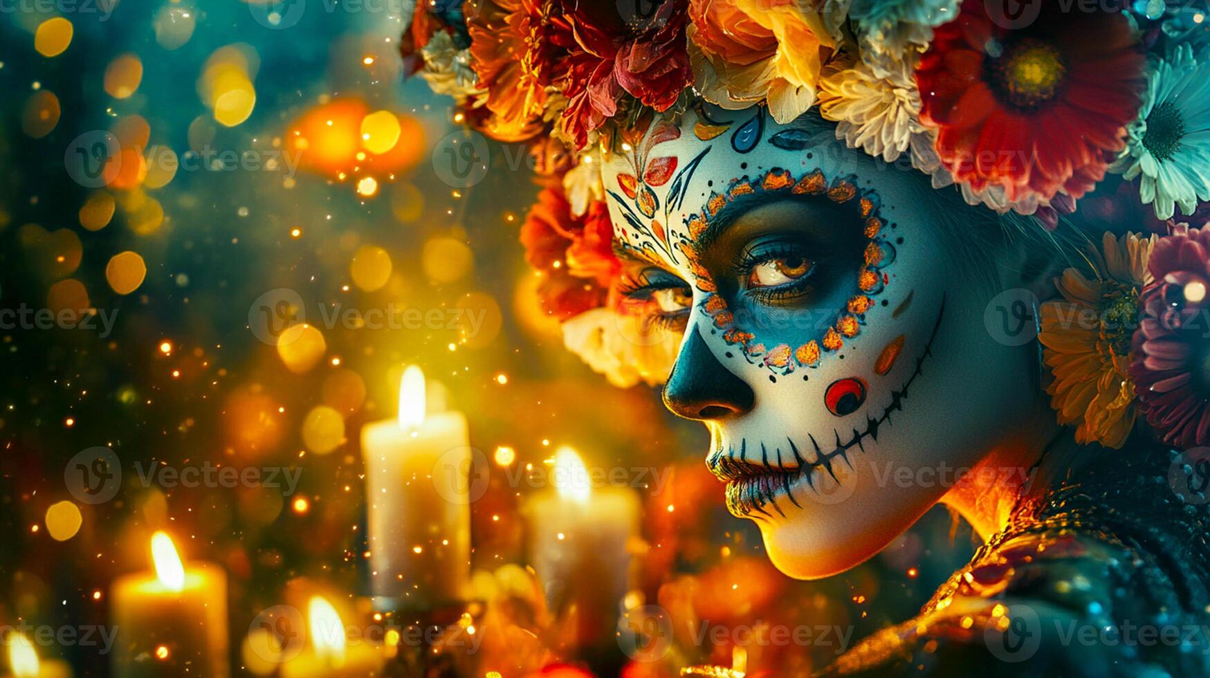 Day of the Dead Background Vibrant and Symbolic Mexican Festive Design photo