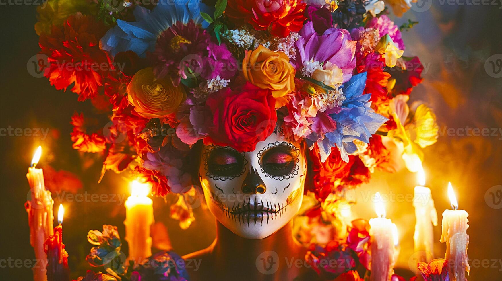 Day of the Dead Background Colorful and Traditional Mexican Festive Design photo
