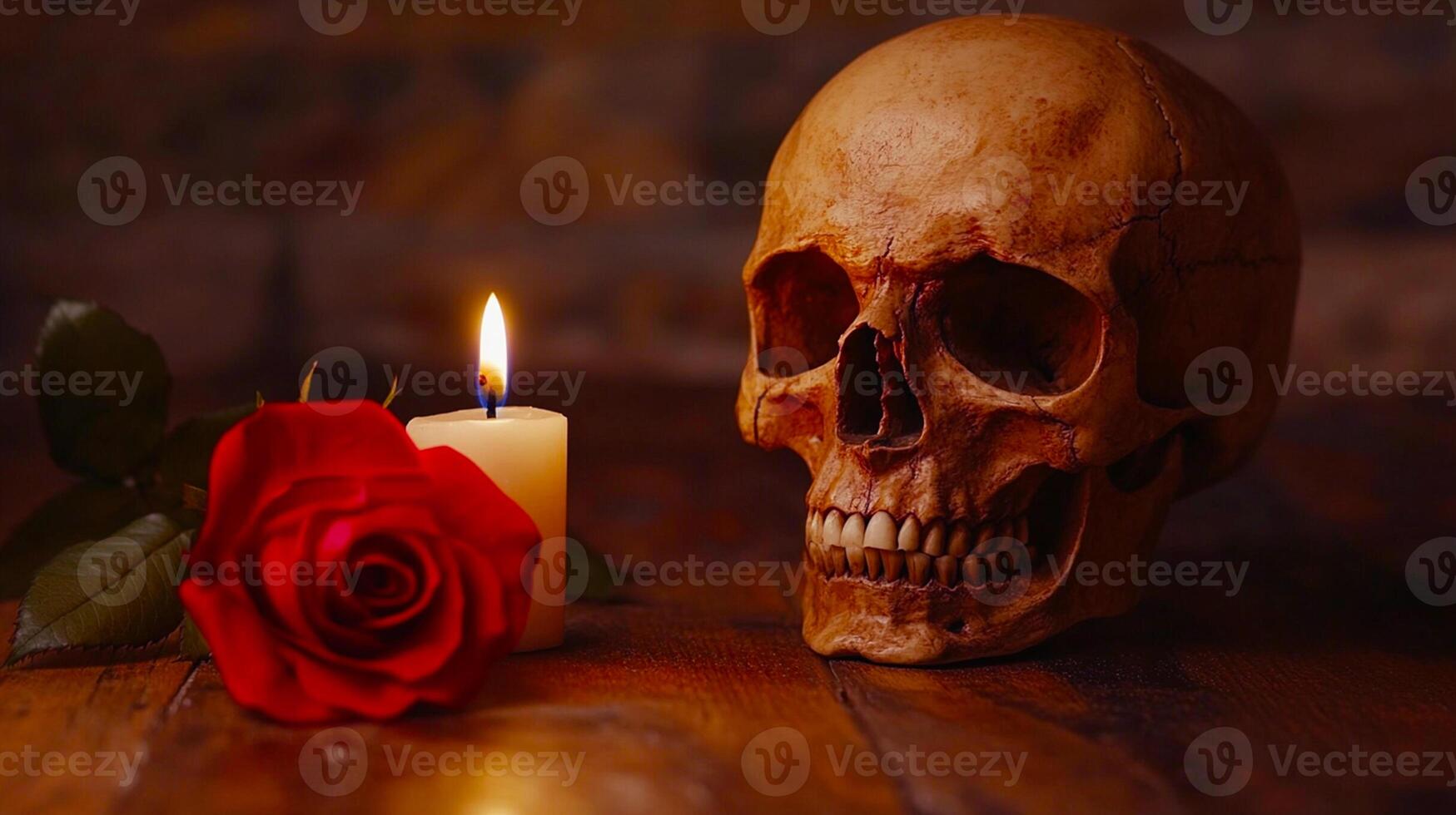 Day of the Dead Background Festive Mexican Design with Sugar Skulls and Marigolds photo