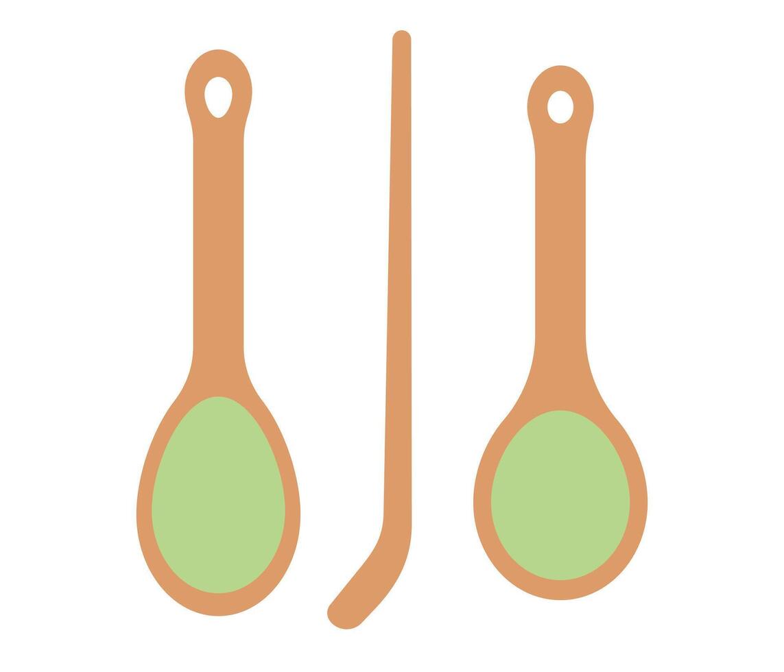 Matcha green tea powder in spoons. Japanese green tea ceremony. Cooking accessories. Flat illustration isolated on white background vector