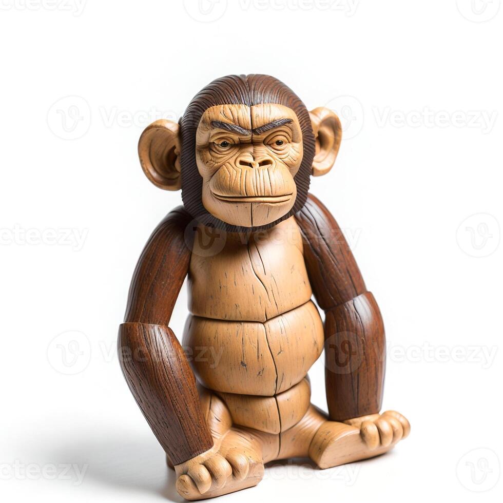 Wooden Ape Toy on White Background photo