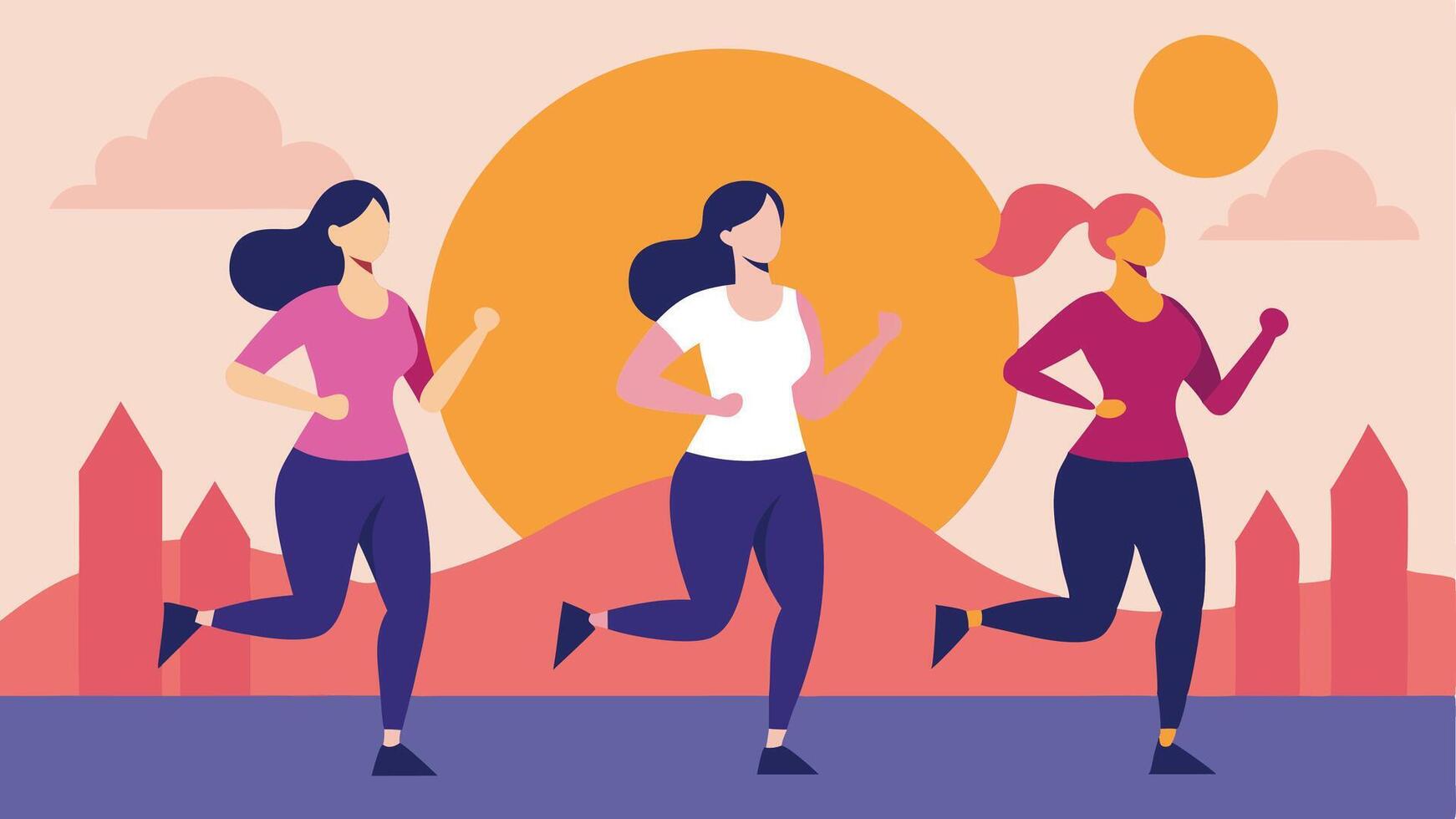 Women Jogging at Sunrise vector