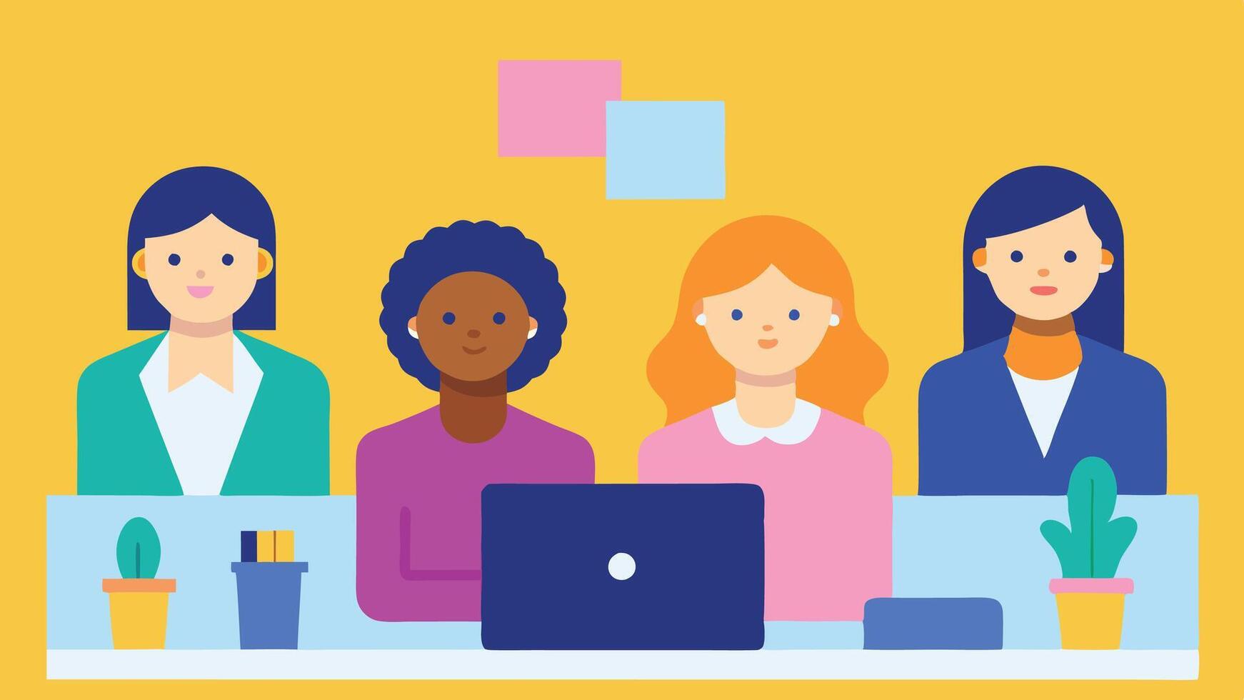 Diverse Women Working in Office vector