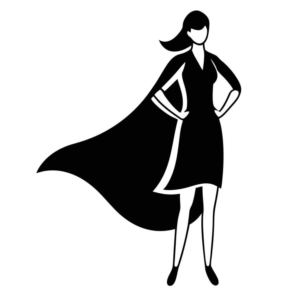 Woman Standing Tall with Superhero Cape vector
