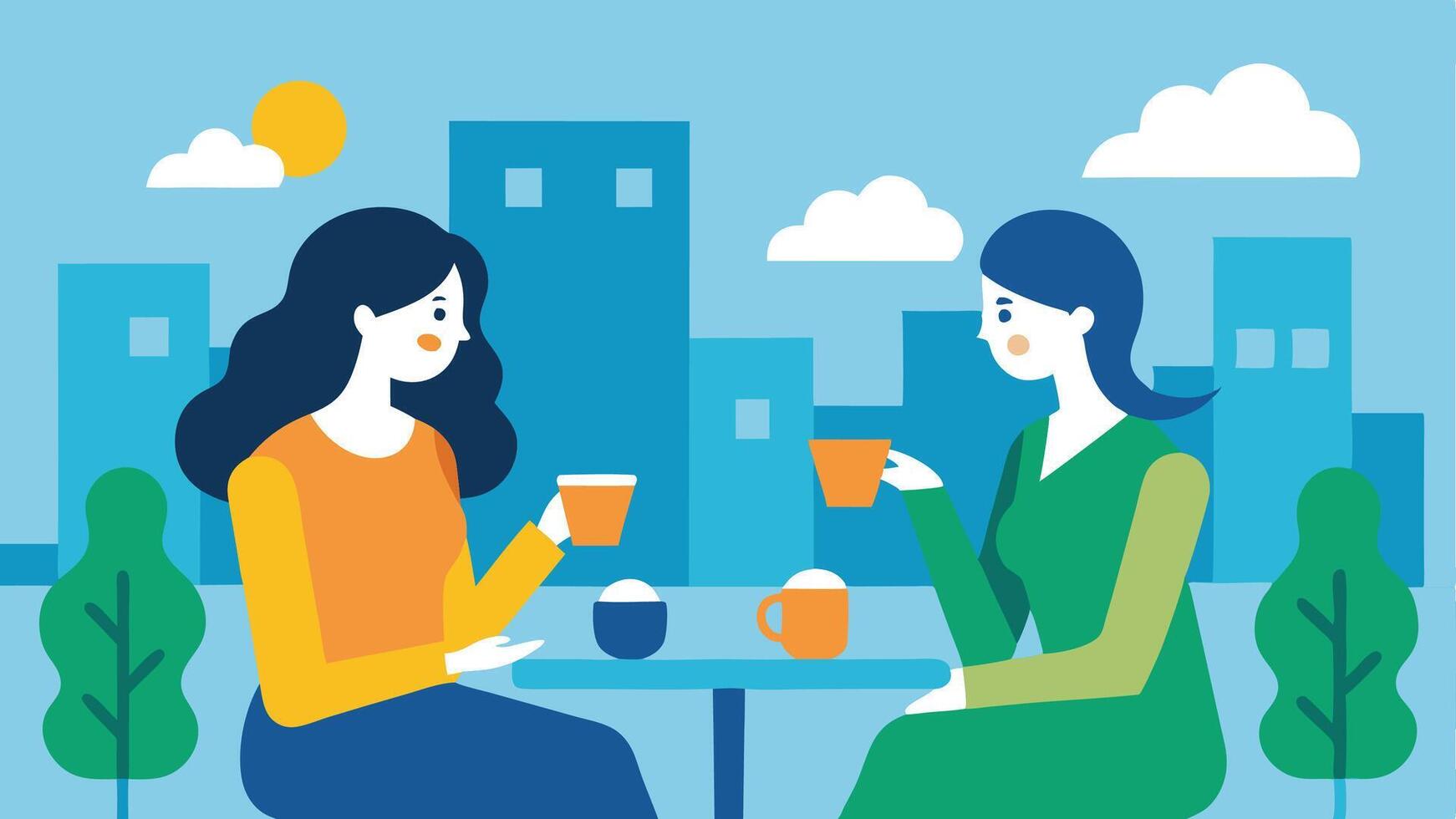 Women Chatting Over Coffee vector