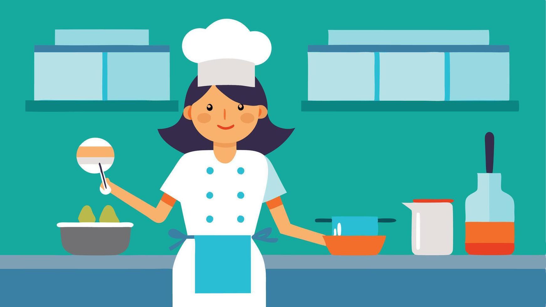 Female Chef Preparing Dishes vector