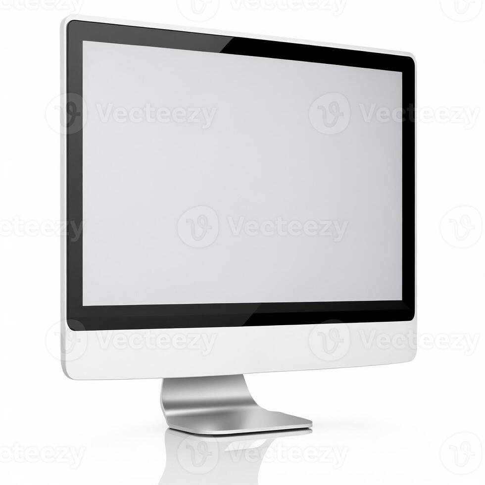 Computer display with blank white screen at the desk photo