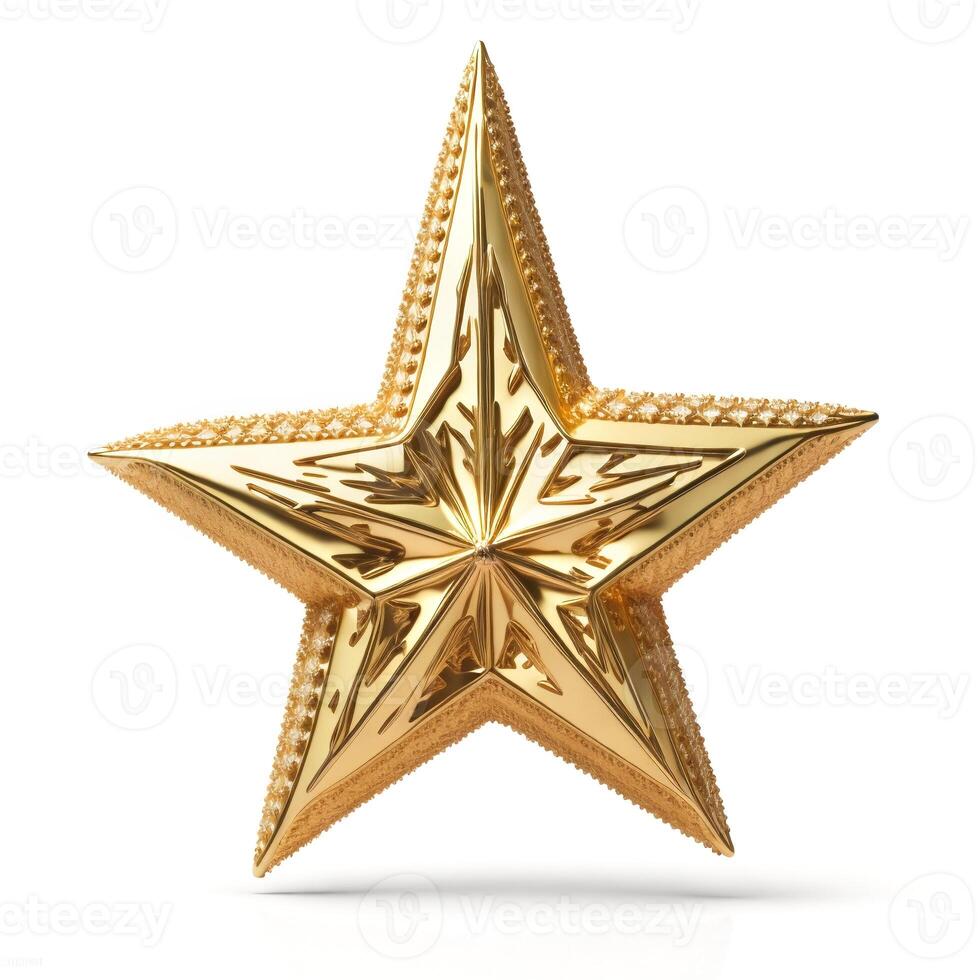Golden Christmas Star on White Background photo