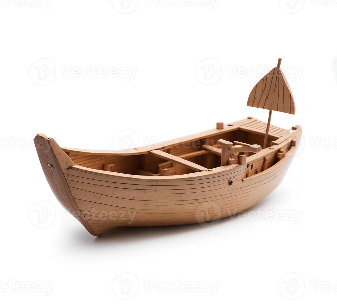 Wooden Boat isolated on White Background photo