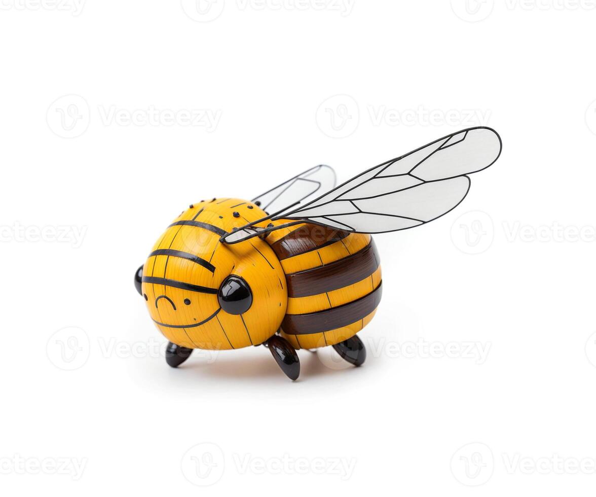 Wooden Bee isolated on White Background photo