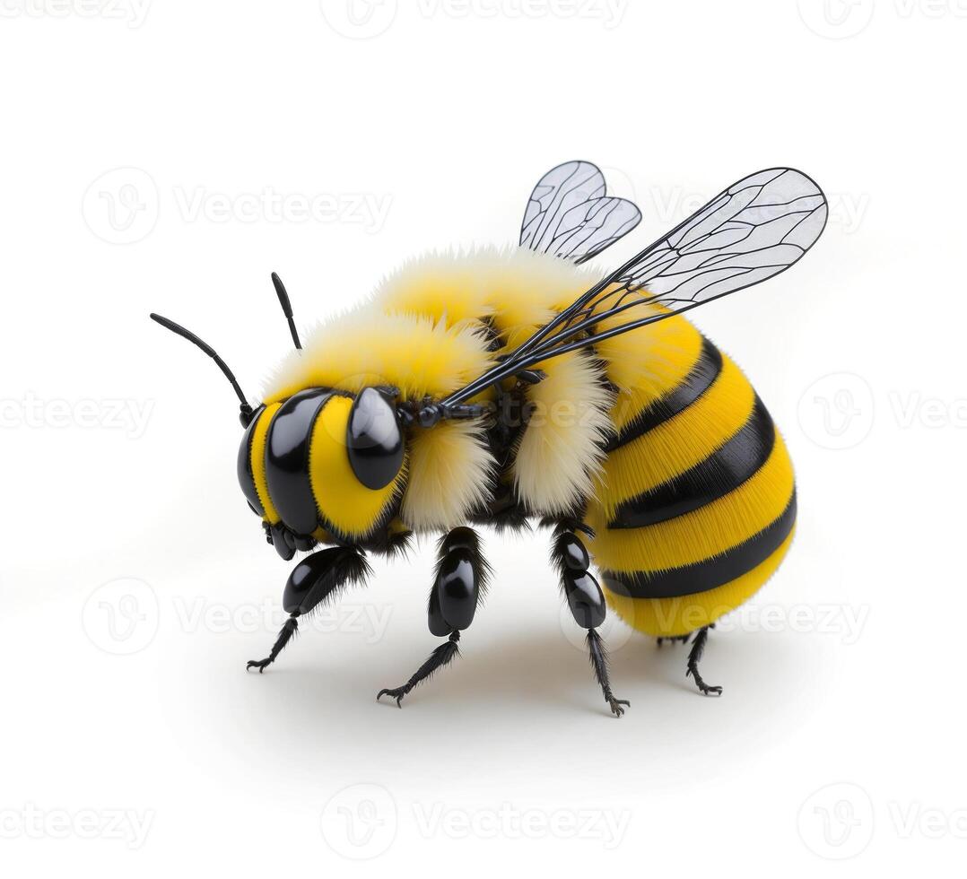 Bee on White Background, Macro Shot photo