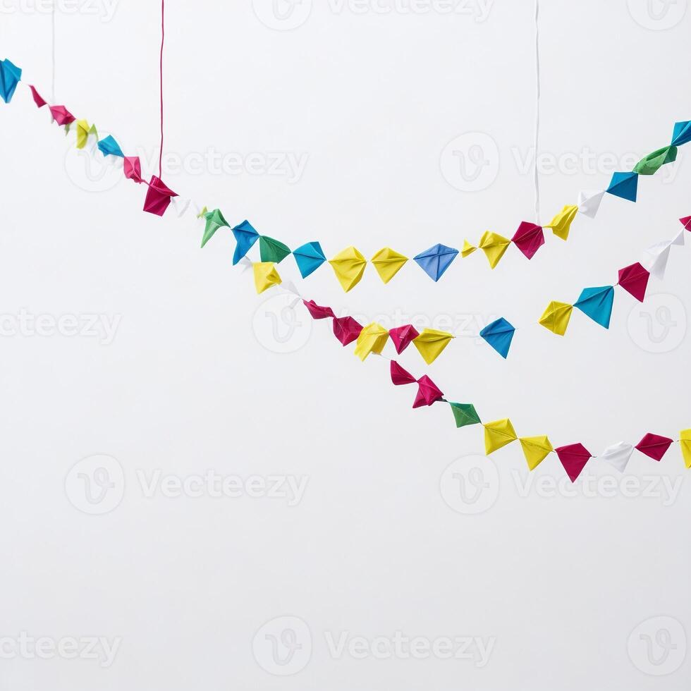 Colorful Garland on White Background photo