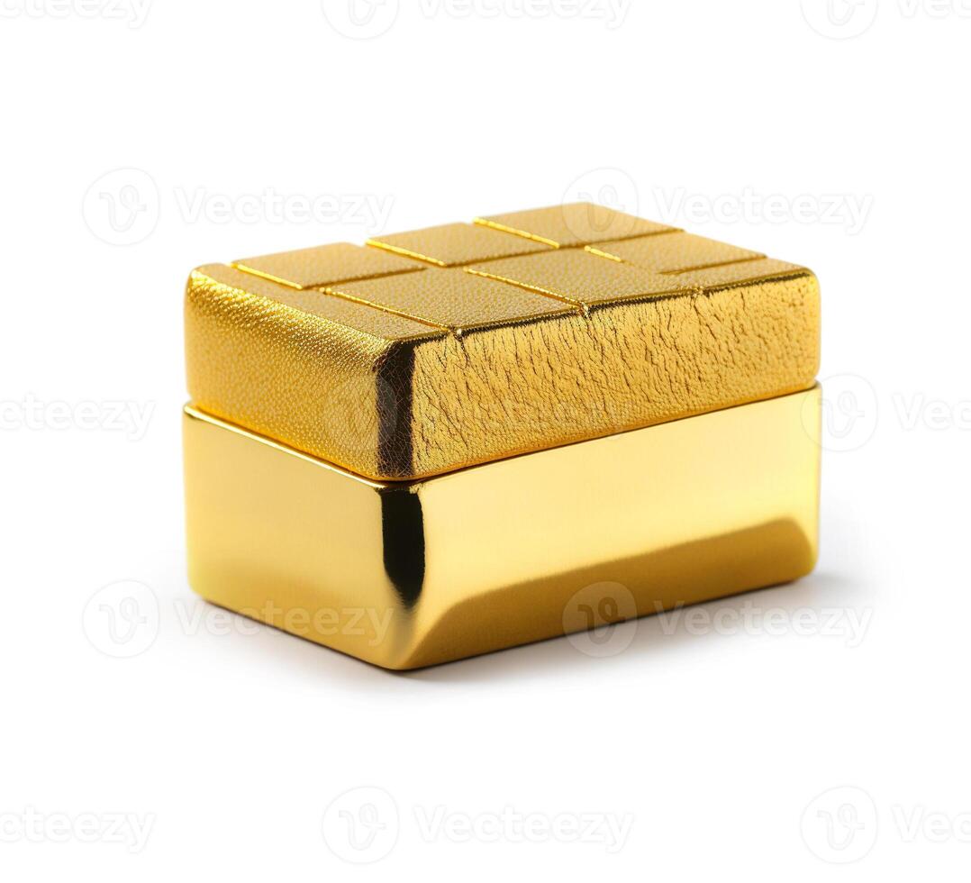 Gold Ingot Isolated on White Background photo