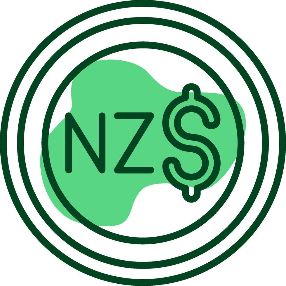 New Zealand Dollar Sign Outline Style Icon vector