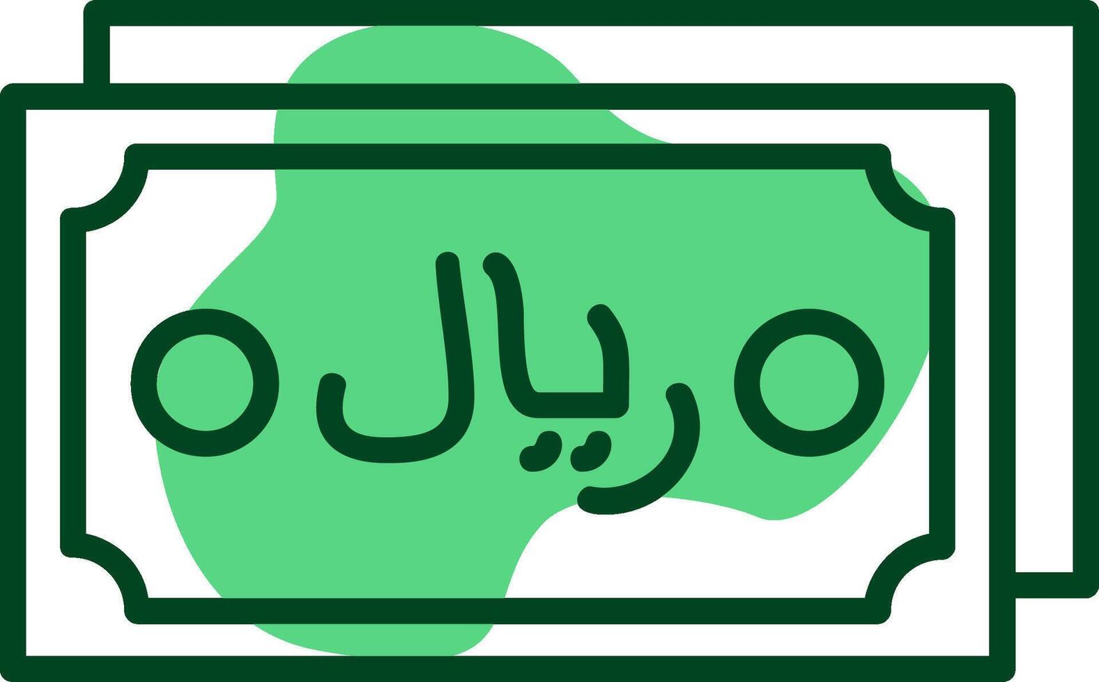 Saudi Riyal Note Outline Style Icon Design vector