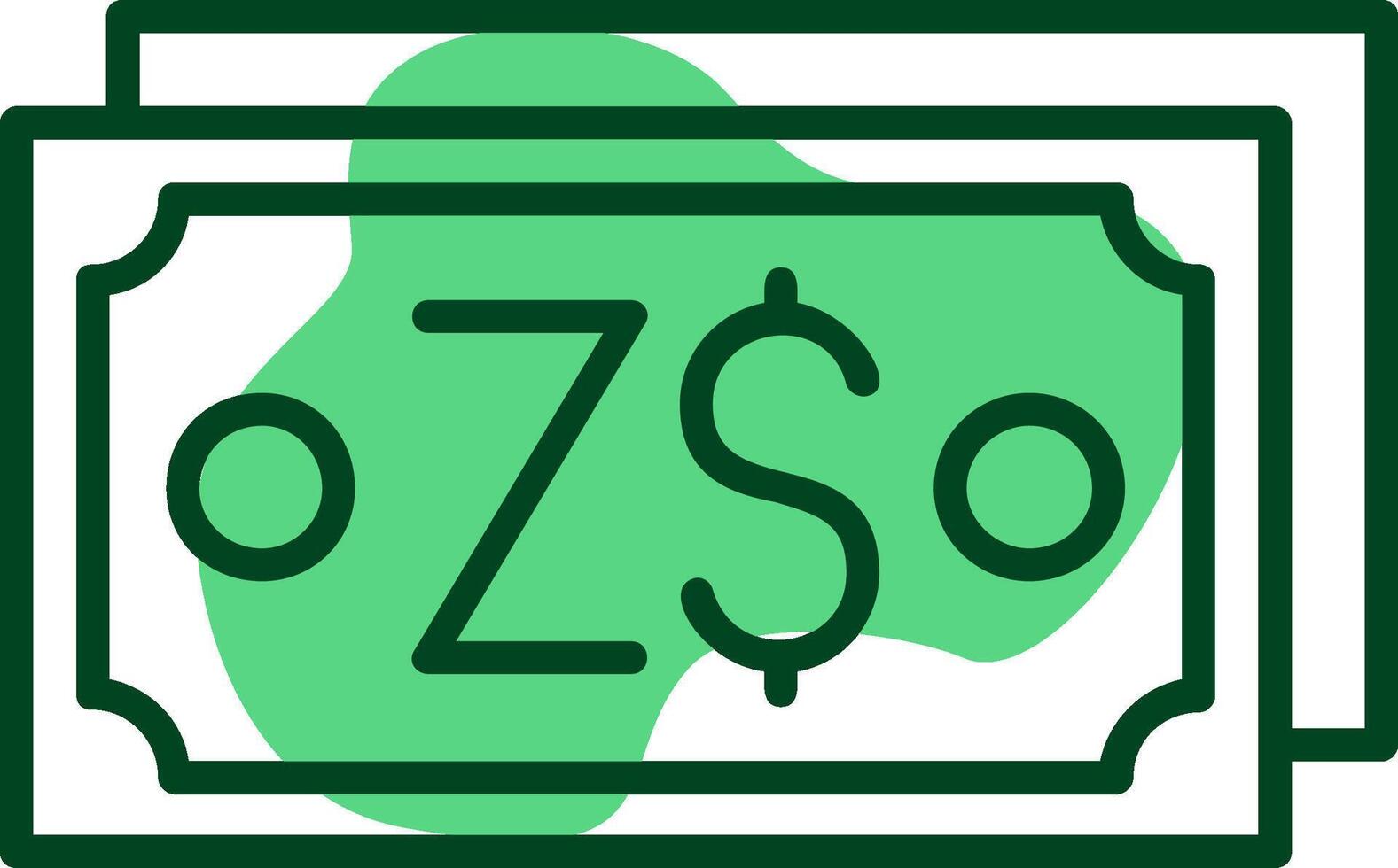 Zimbabwean Dollar Note Outline Style Icon Design vector
