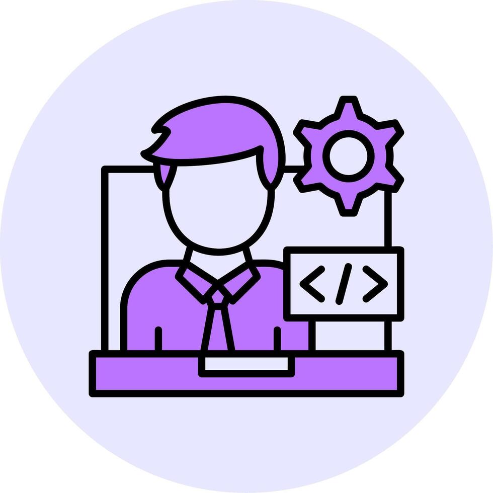 Programmer Filled Circle Fill Style Icon vector
