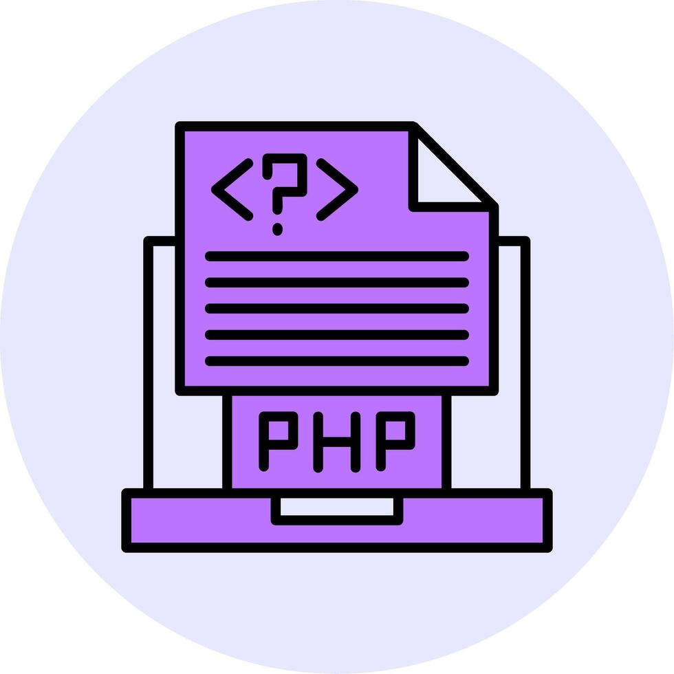 Php File Filled Circle Fill Style Icon vector