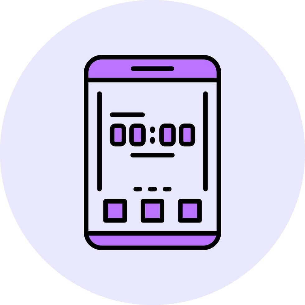 Clock Filled Circle Fill Style Icon vector