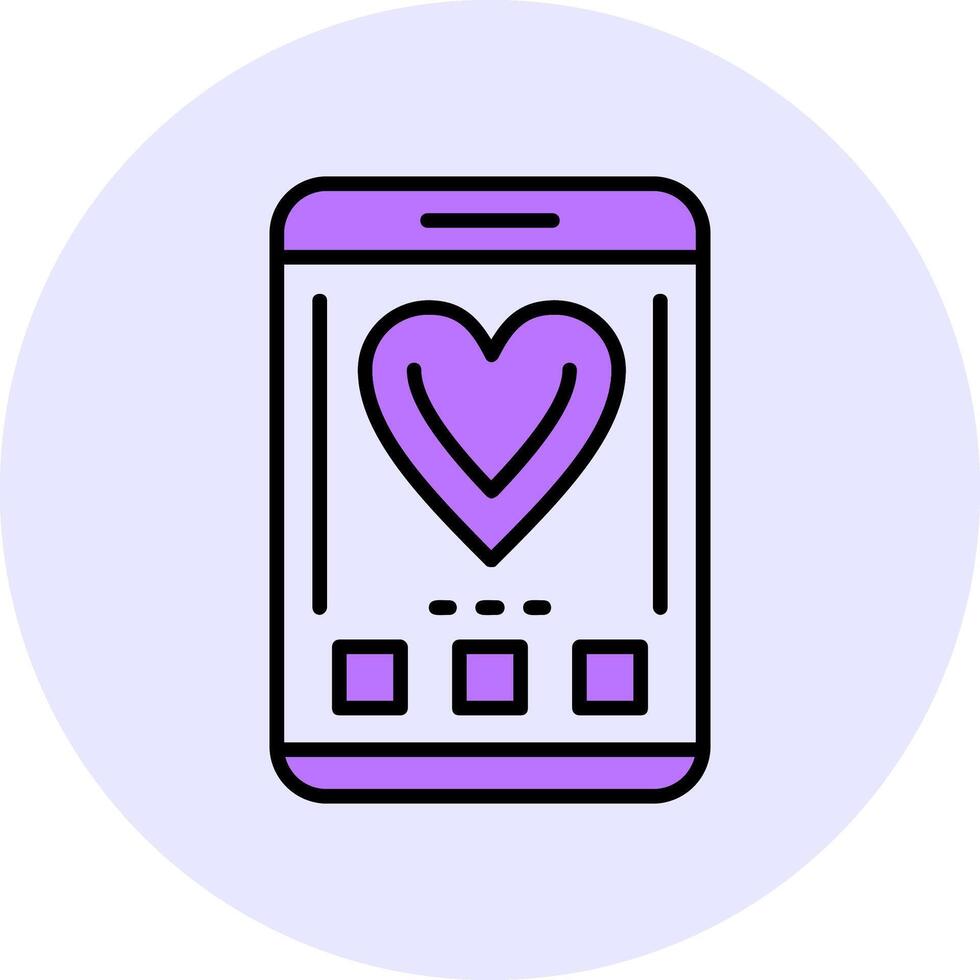 Heart Filled Circle Fill Style Icon vector