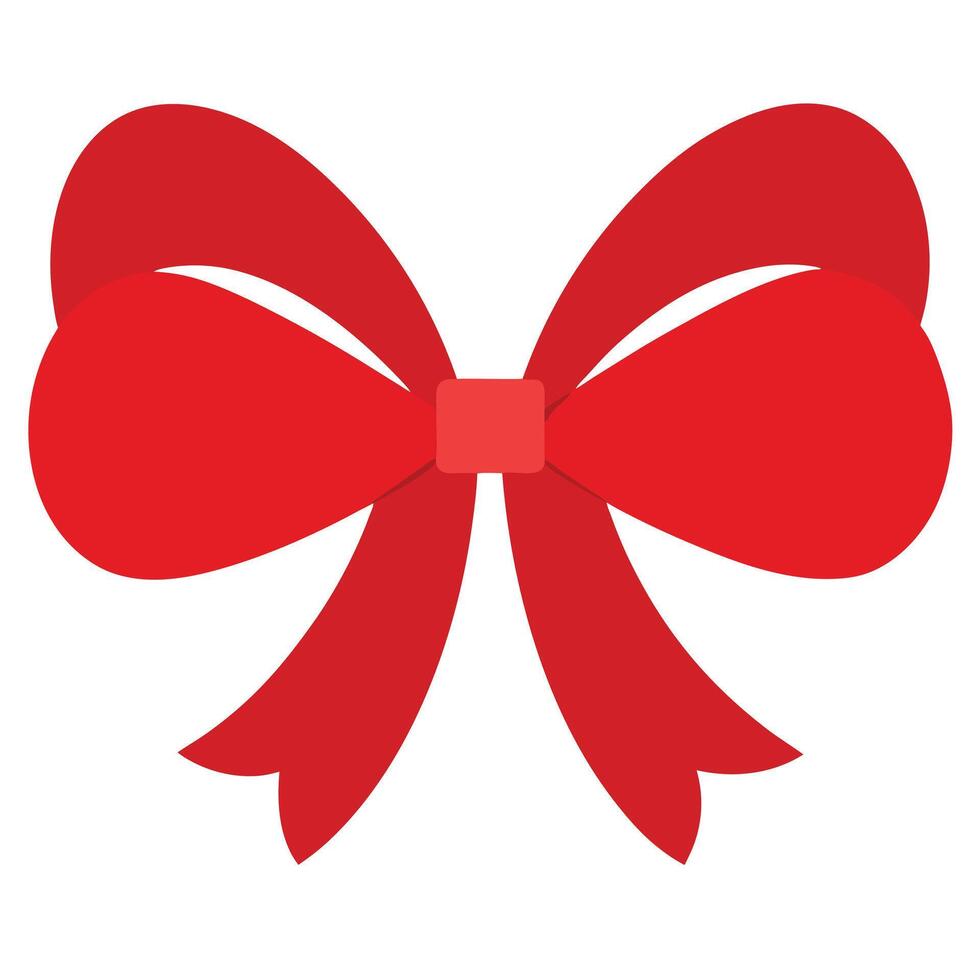 a tied red ribbon bow with soft curves on white ba vector