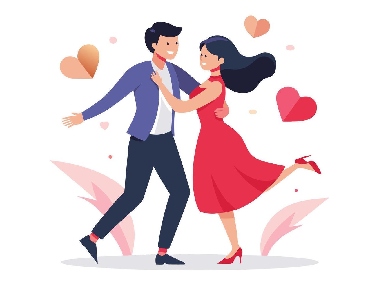 Romantic Couple Dancing Valentine's Day Illustration vector