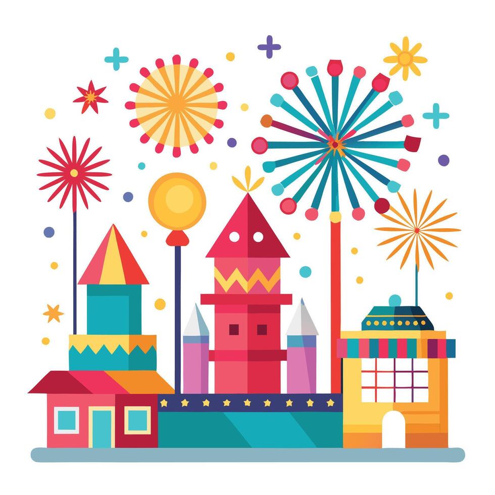 New Year Fireworks Display Illustration Artwork vector