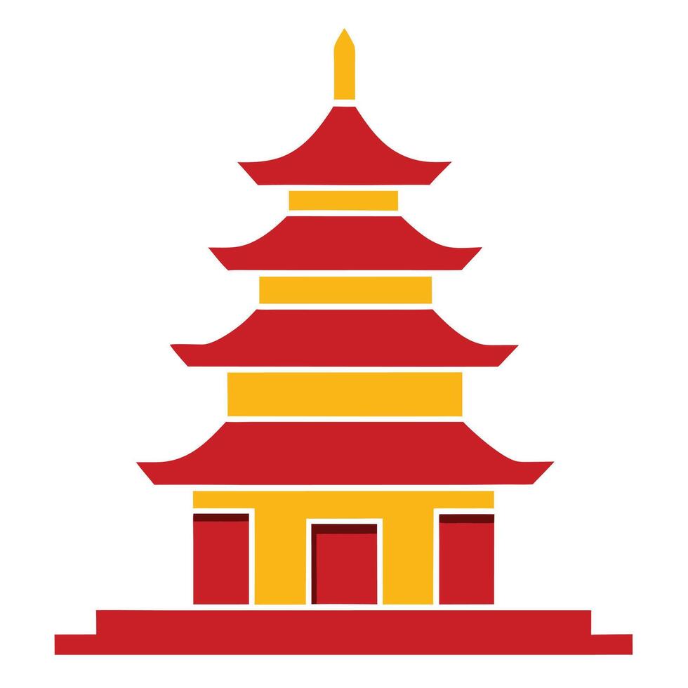 A Simple Pagoda Design in Red and Gold vector