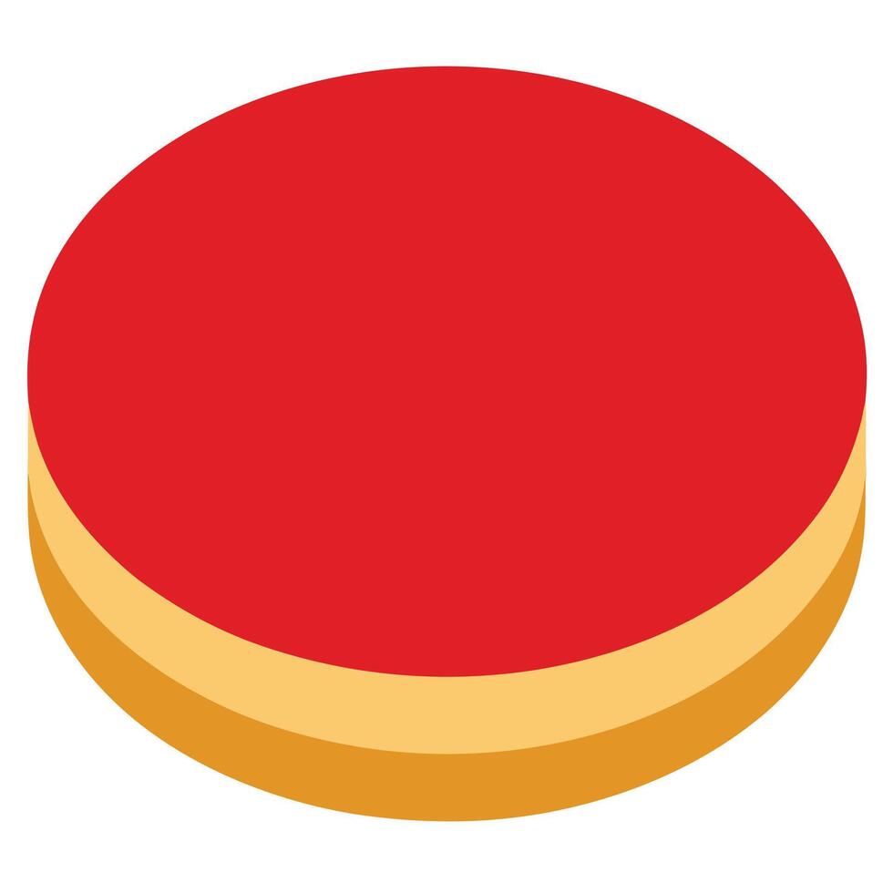 A Single Circular New Year Rice Cake with Red Frosting vector