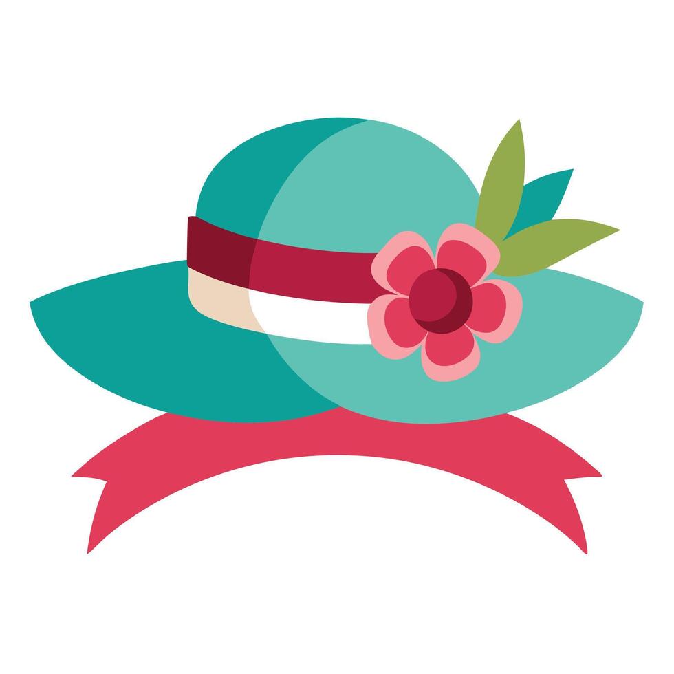 Lady's Hat with Ribbon and Flower Embellishments vector
