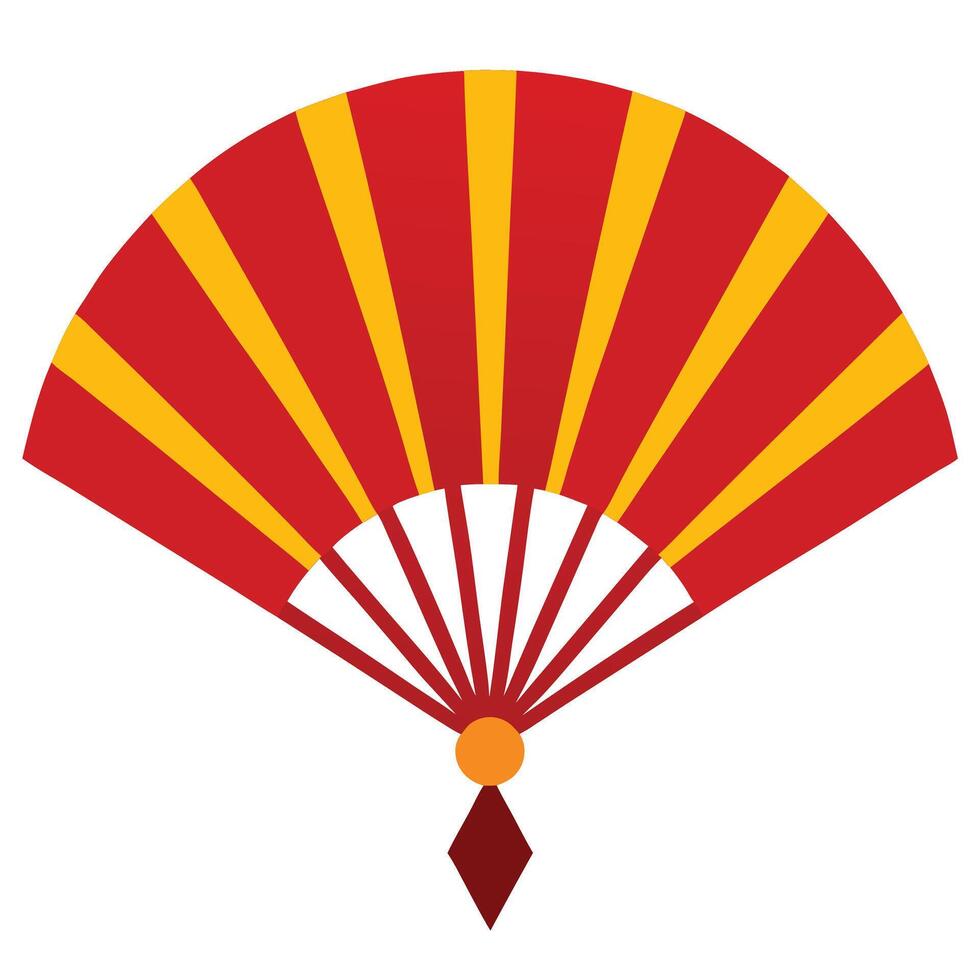 Folded Fan in Red and Gold vector