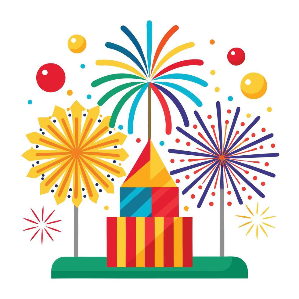 Fireworks Display for New Year Celebration Art vector