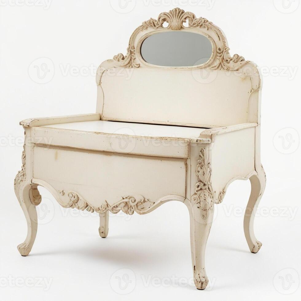 Vintage white dressing table with mirror photo