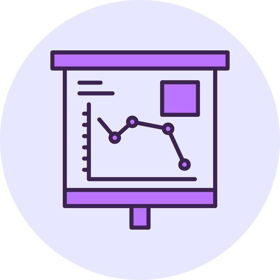 Falling Line Graph Filled Circle Fill Style Icon vector