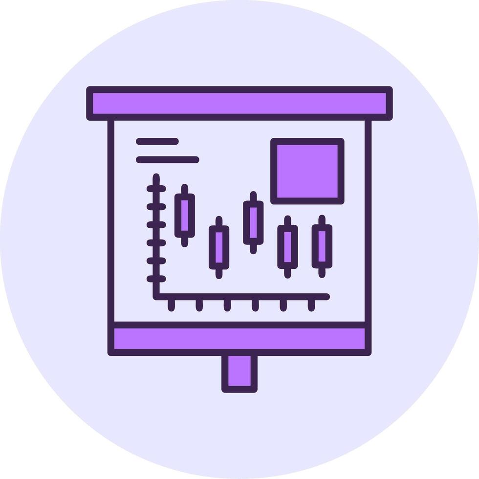 Candlestick Chart Filled Circle Fill Style Icon vector