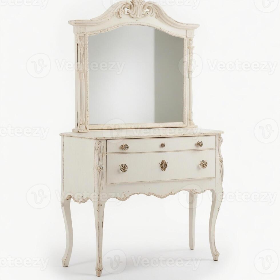 Vintage white dressing table with mirror photo