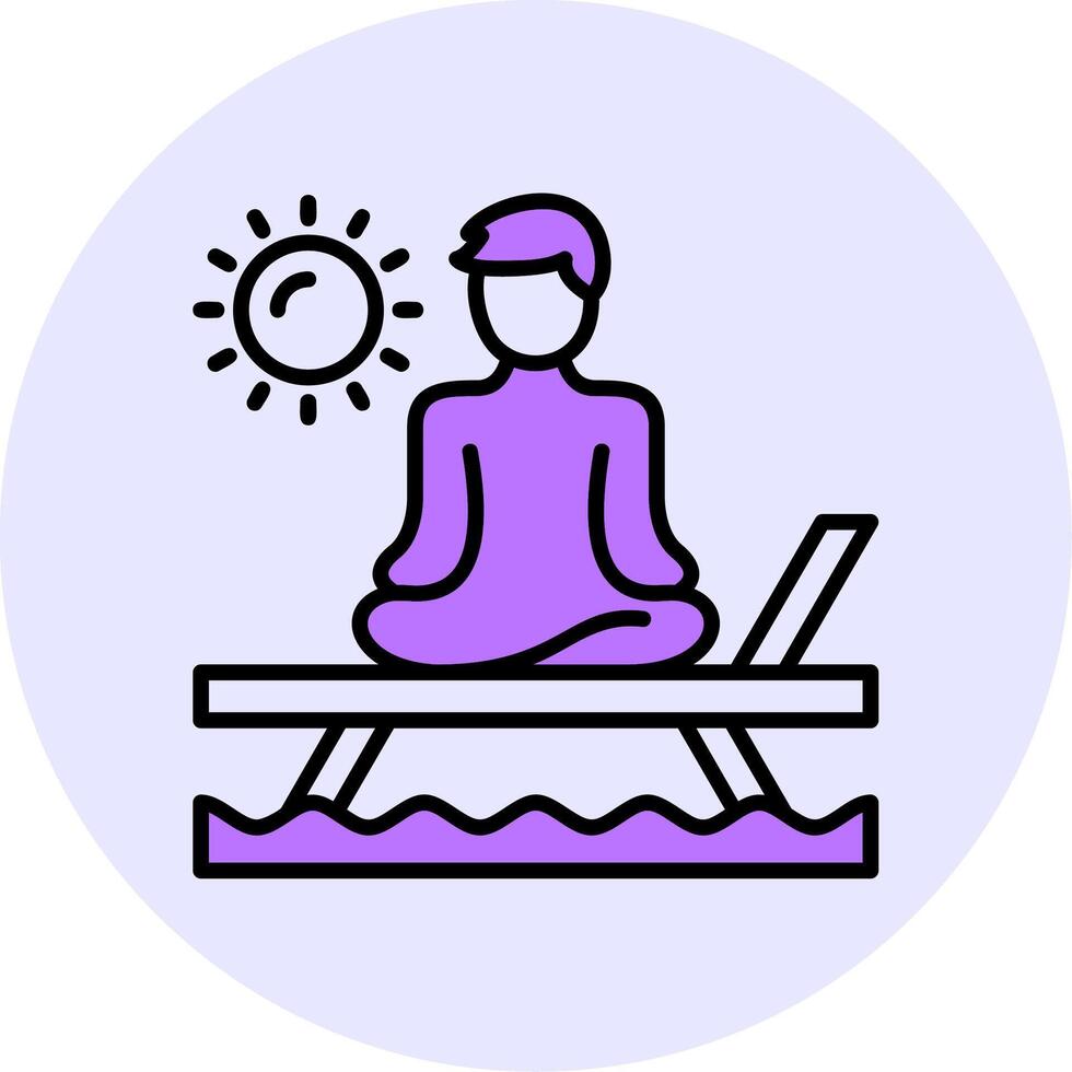 Beach yoga Filled Circle Fill Style Icon vector