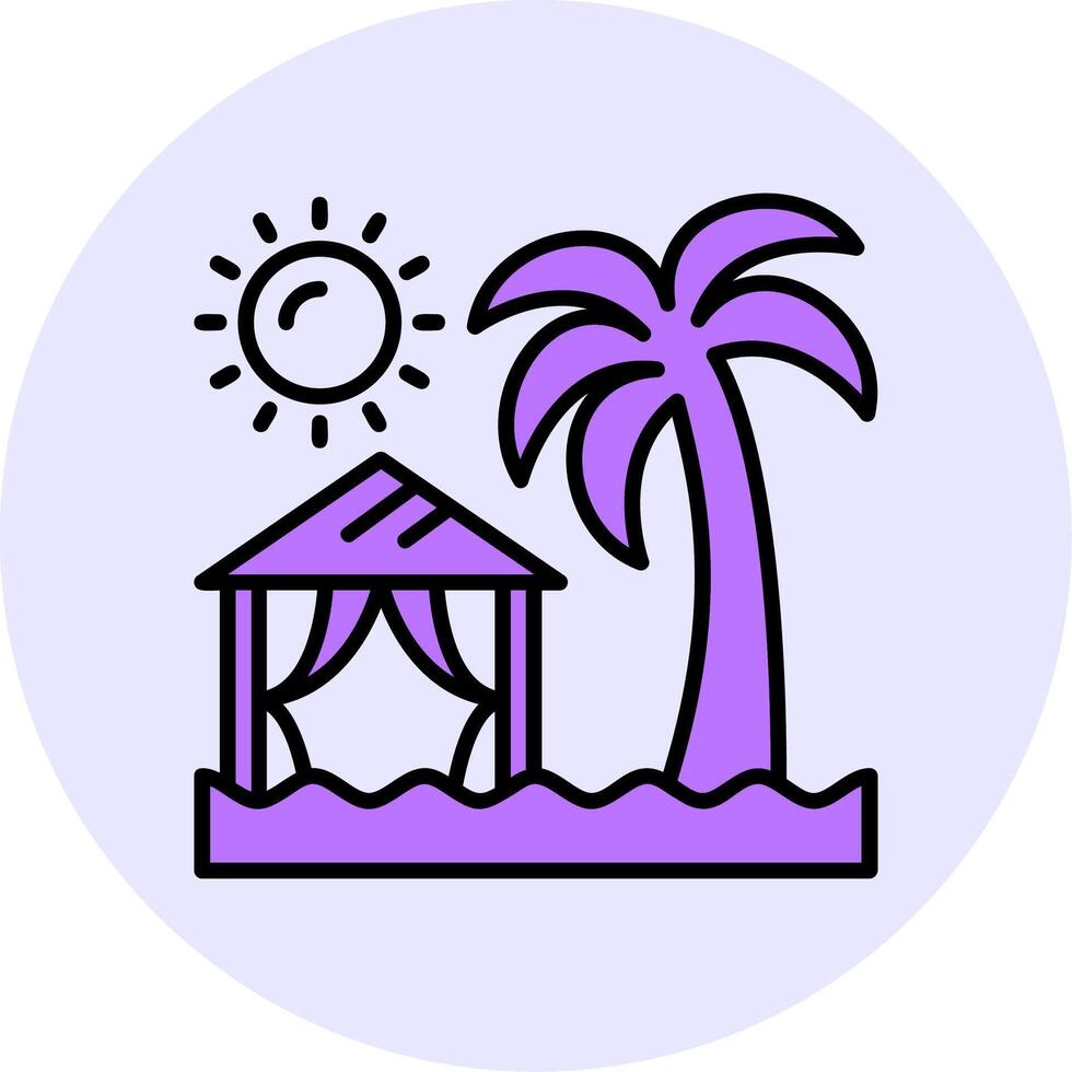 Beach camping Filled Circle Fill Style Icon vector