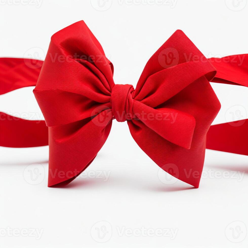 Red Christmas Bow on White Background photo