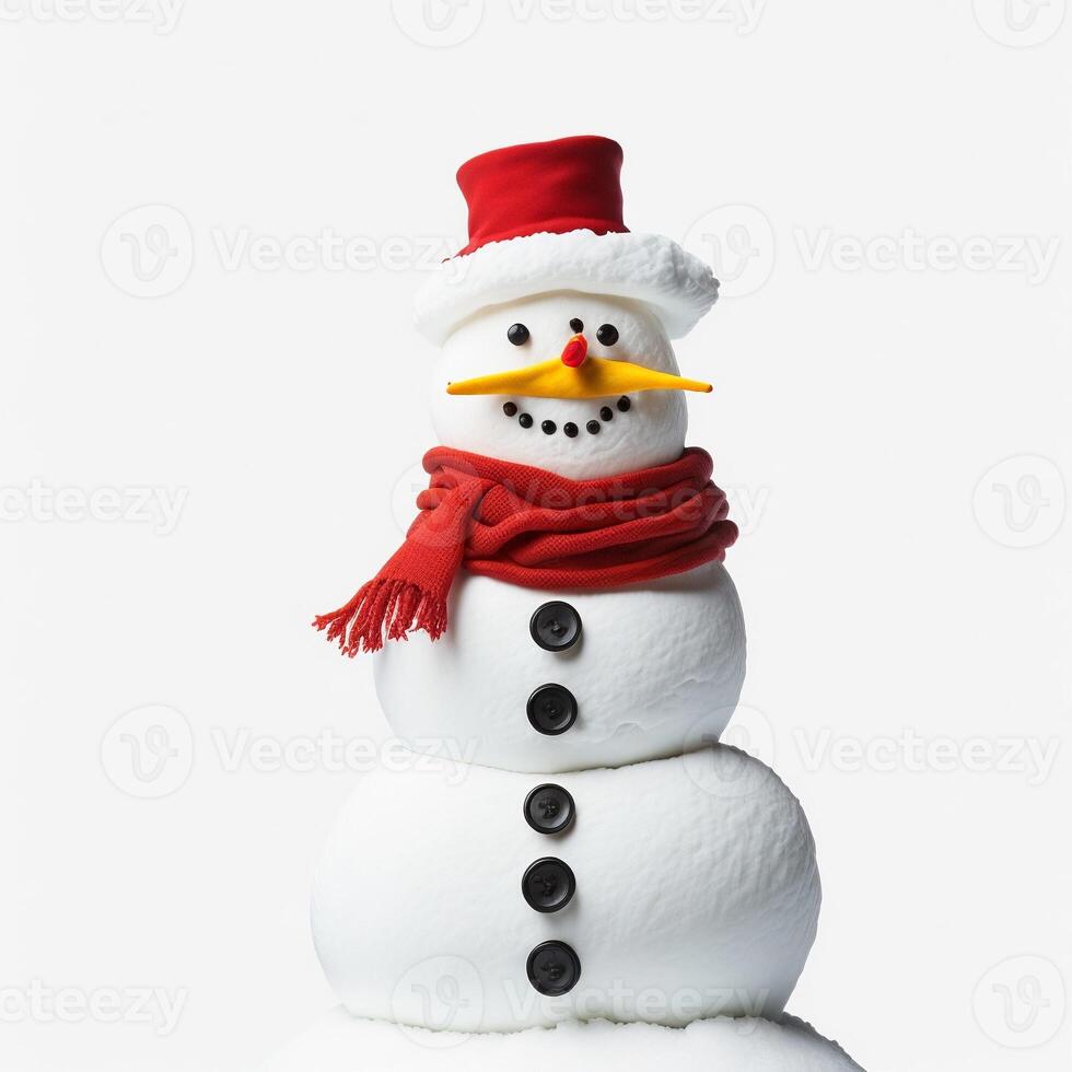 Snowman isolated on White Background, Studio photo