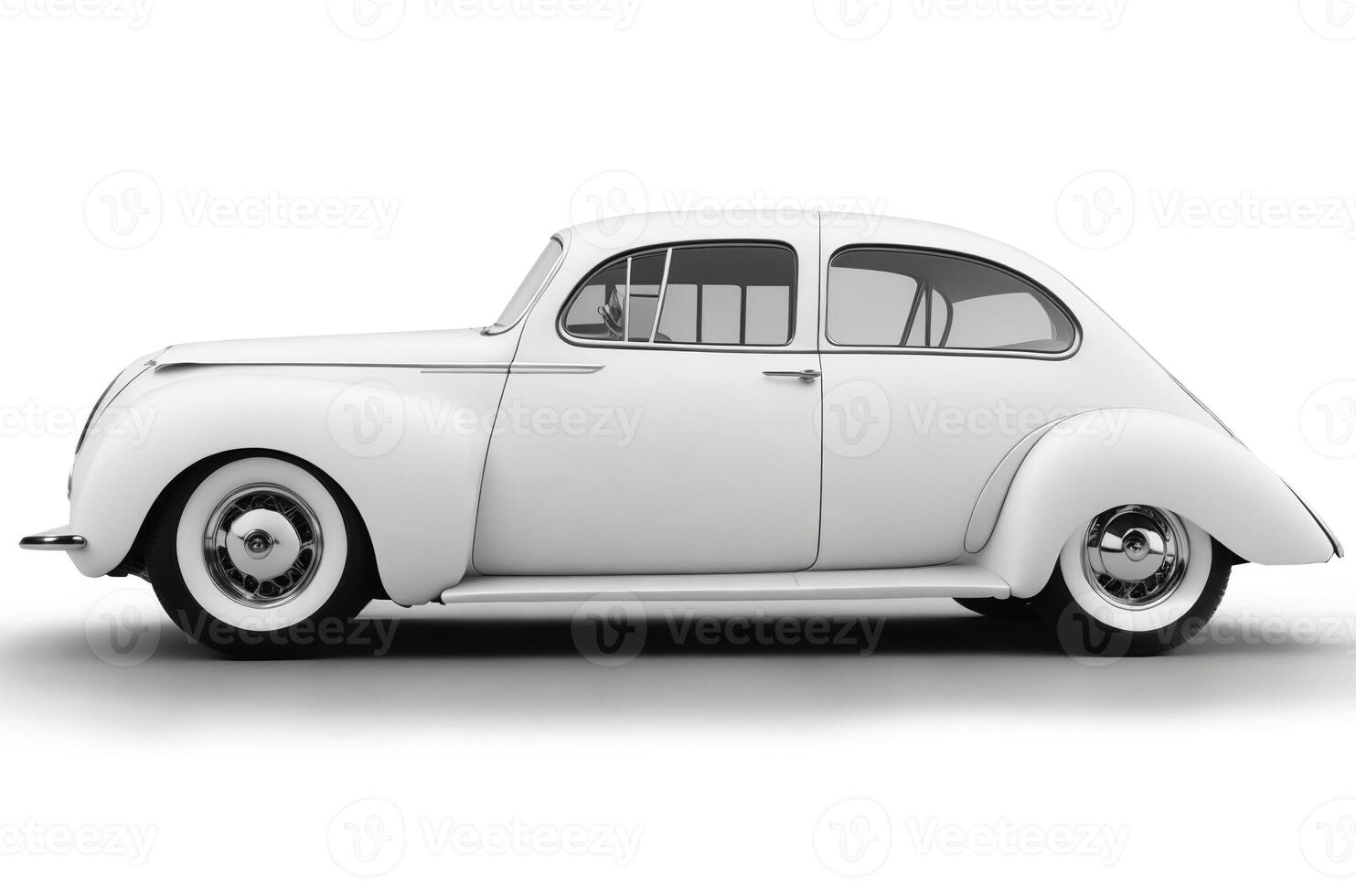 White Retro Car Isolated on White Background photo