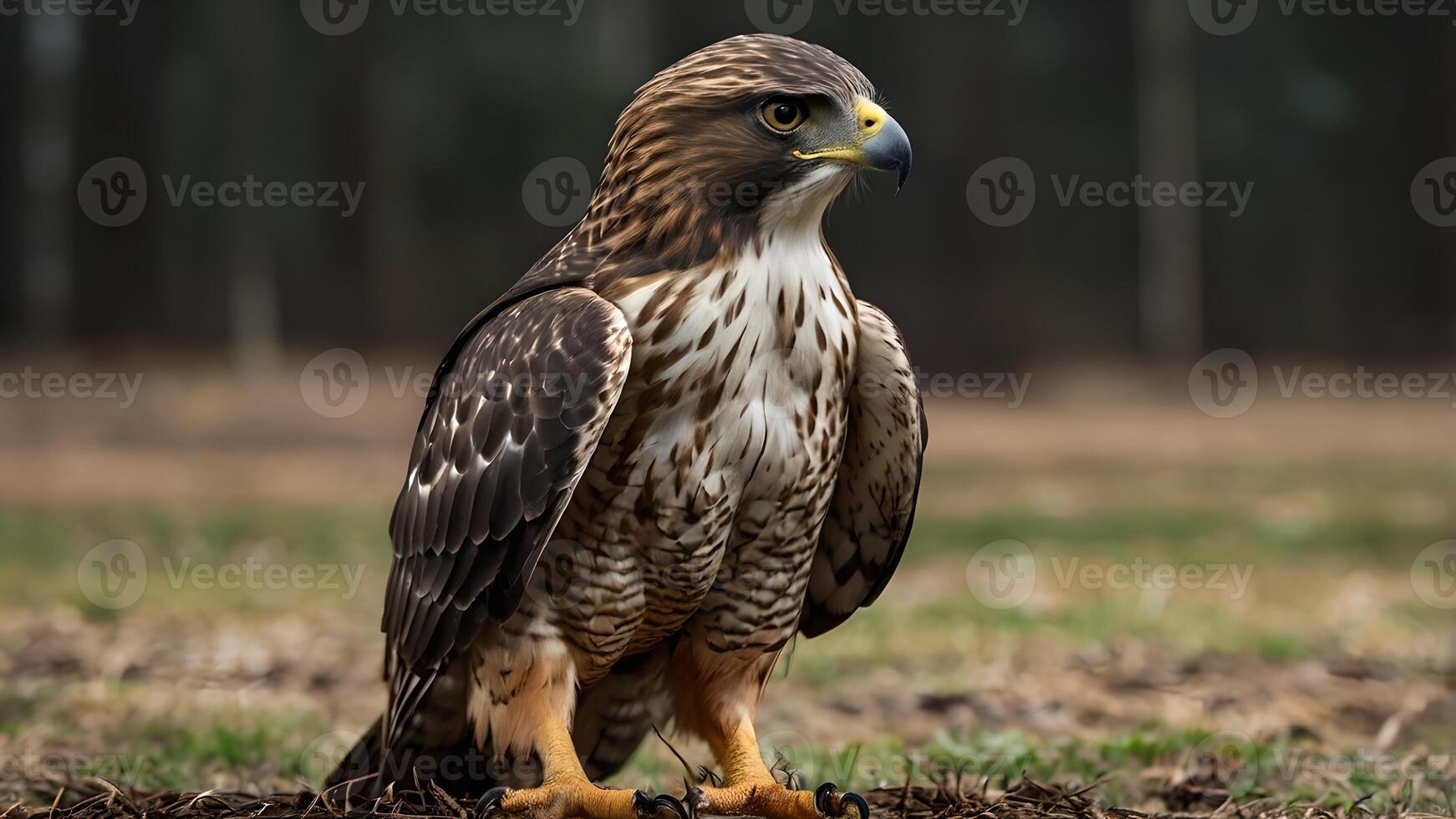 Majestic Hawk in Forest Setting photo