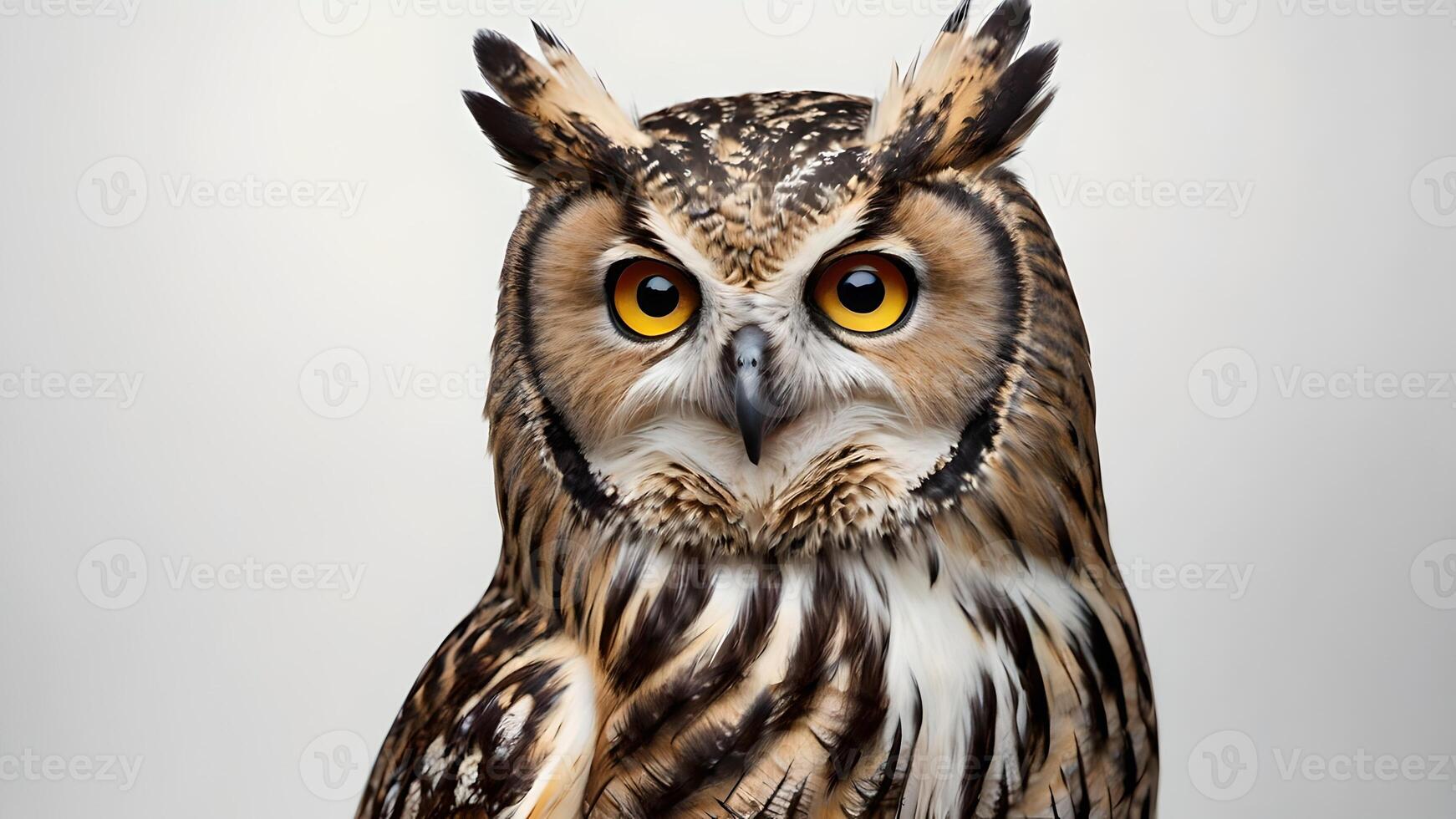 Majestic Owl Portrait Against White Background photo