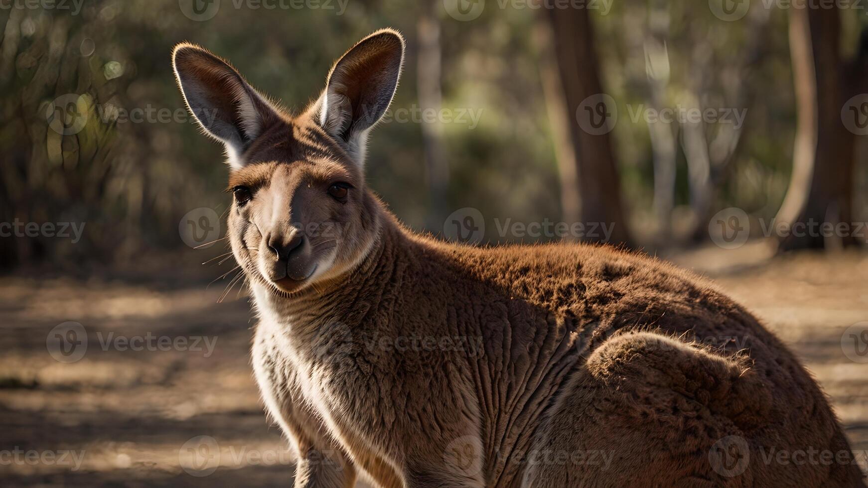 Curious Kangaroo in Australian Bush Portrait photo