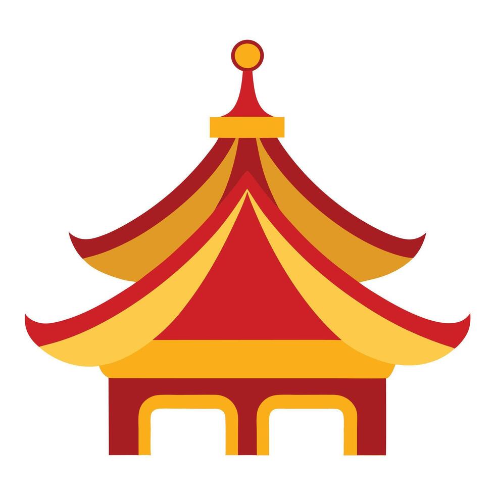 a single ornate roof tile from a pagoda in gold an vector