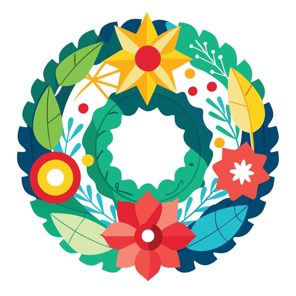 Colorful New Year Wreaths Holiday Illustration vector